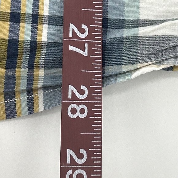 Mens Lucky Brand Saturday Stretch Long Sleeve Pearl Snap Shirt Blue Plaid L - Picture 7 of 9